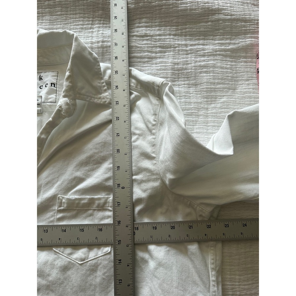 Frank & Eileen Eileen White Raw Hem Italian Cotton Oversized Button Up M - Picture 4 of 6